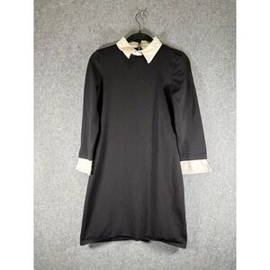 Lauren Ralph Lauren Black White Collared Dress Women Medium Preppy Academia